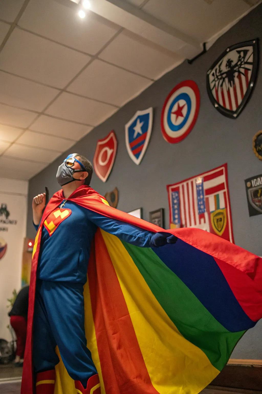 With a striking superhero costume, unleash your inner hero.