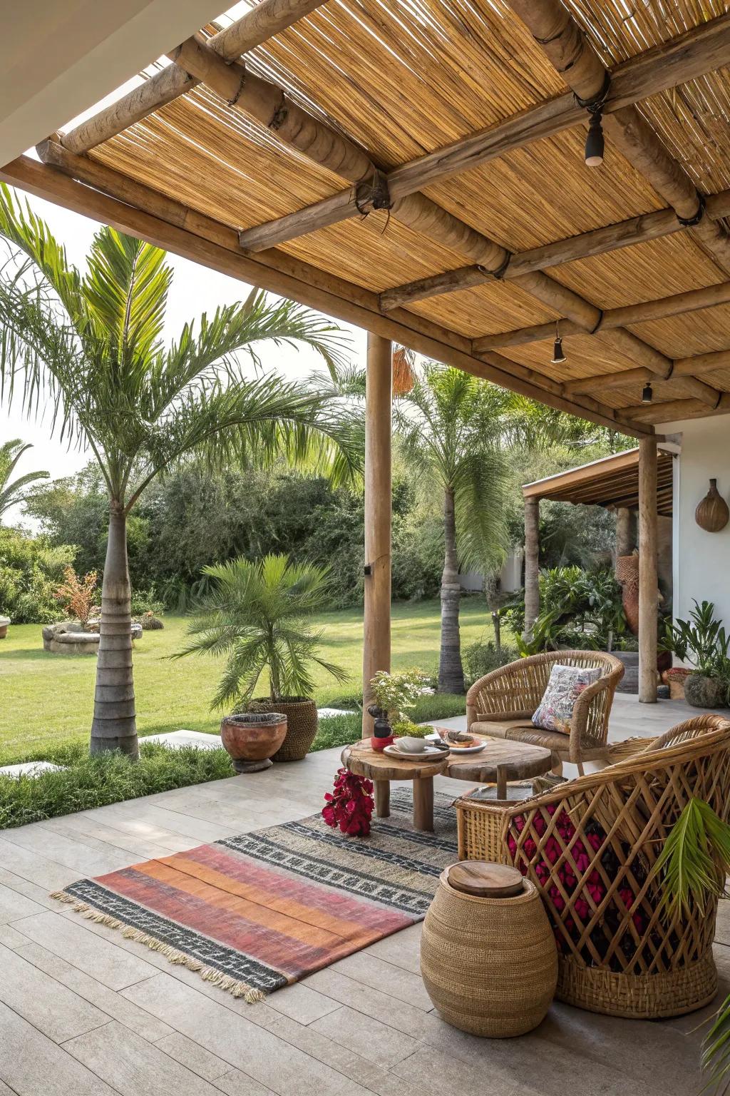 Embrace natural beauty through a cane awning.