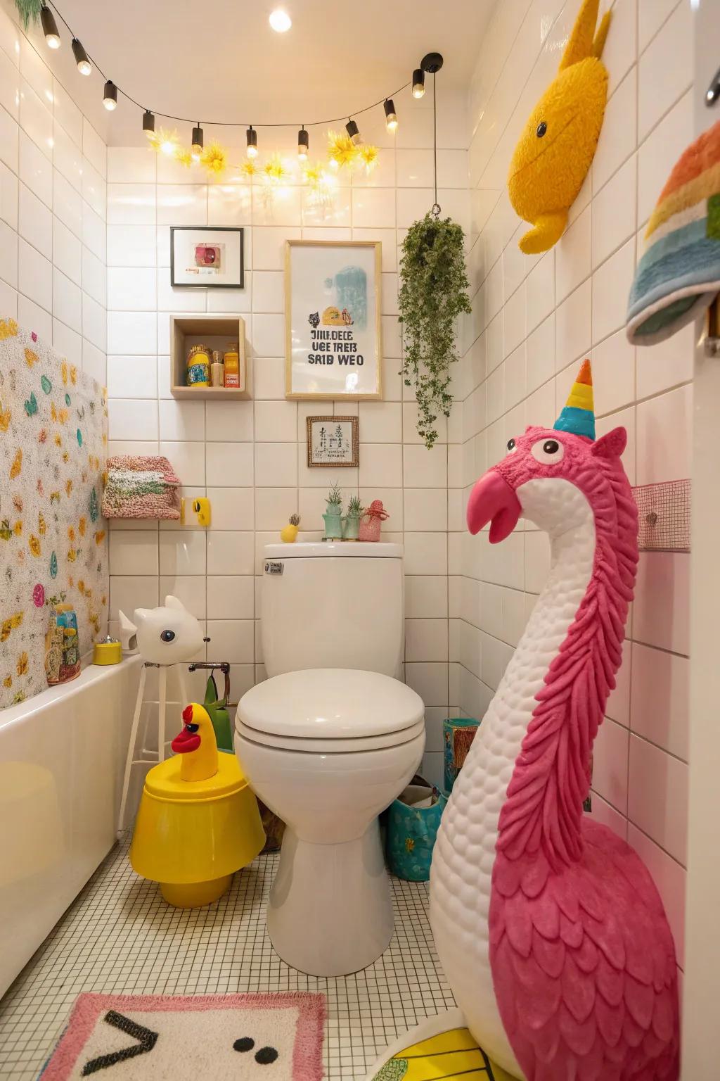 Quirky decor brings fun and personality to the space.