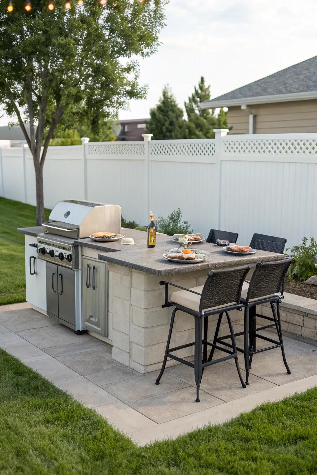 A versatile island optimizes your BBQ area.