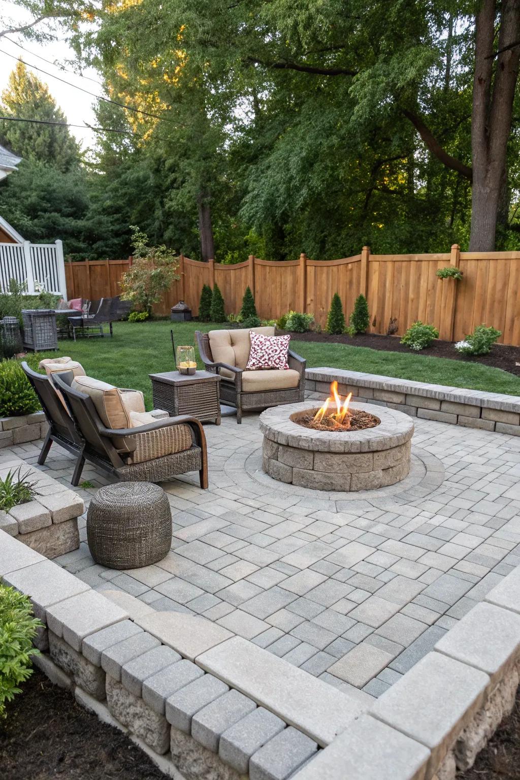 A stone tile base delivers a clean and polished appearance.