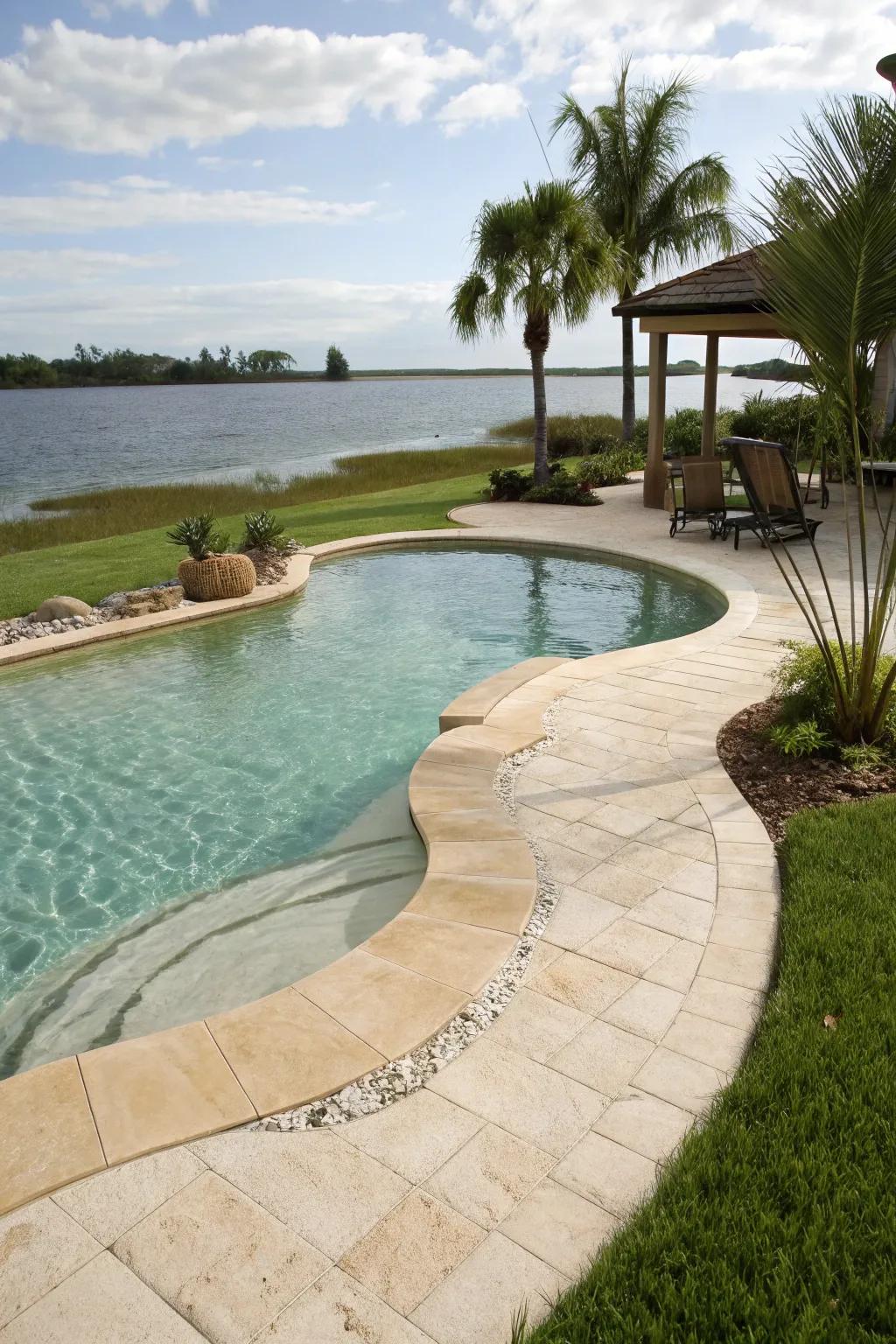Enjoy seamless access with a shoreline entry pool.