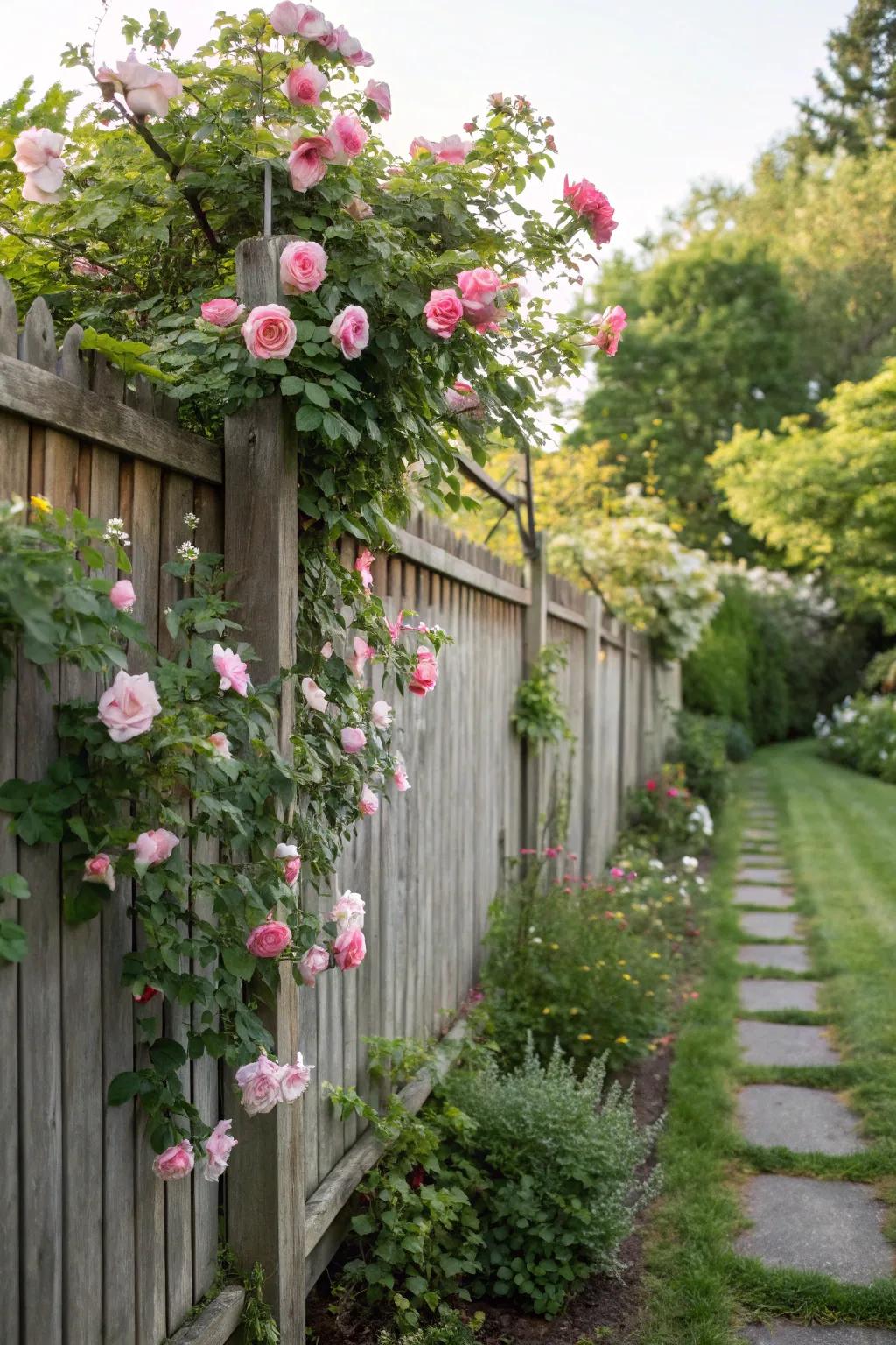 Trailing roses create a beautiful and fragrant barrier.