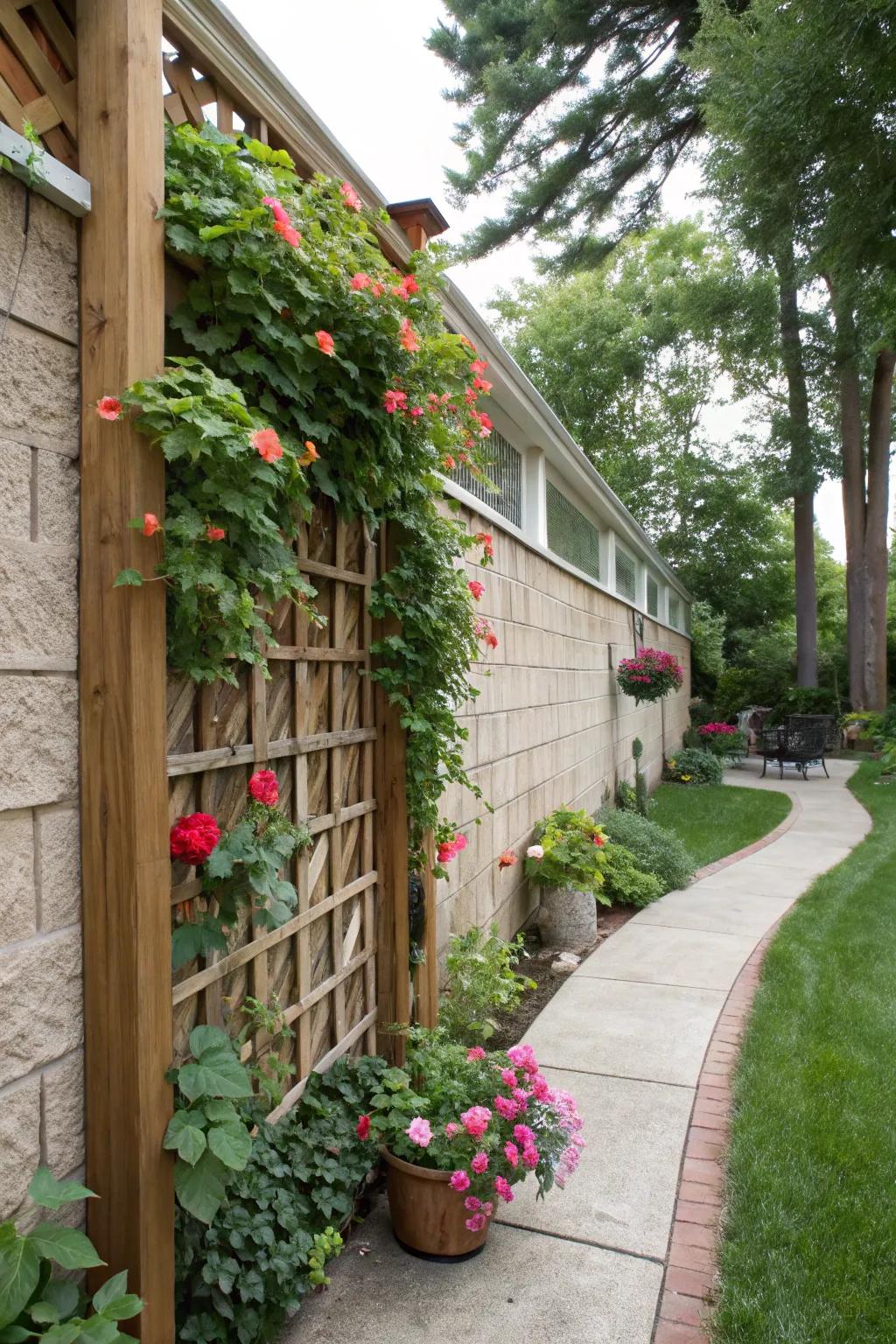 Support structures enable lush climbing plants.