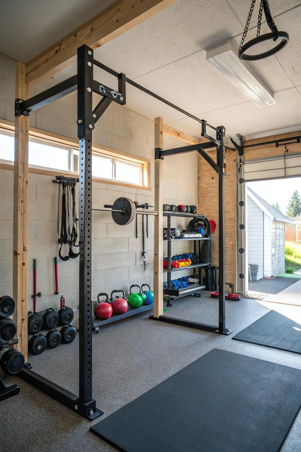 A pull-up bar is a versatile tool for strength training.