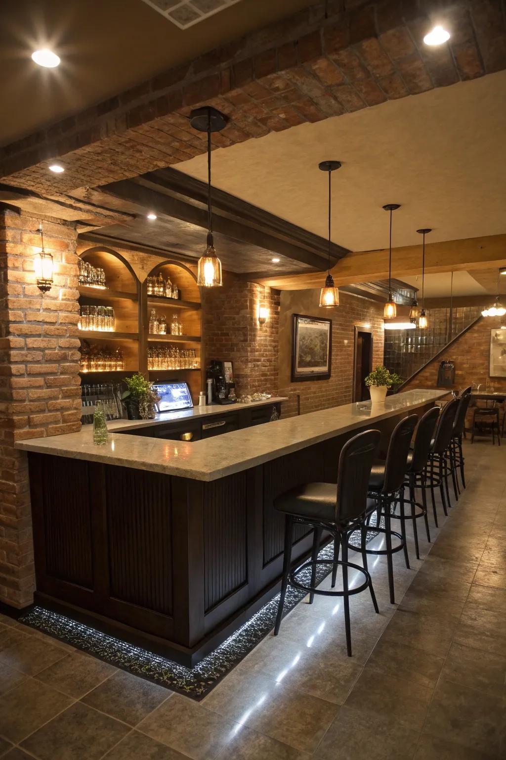A basement bar designed to improve social gatherings.