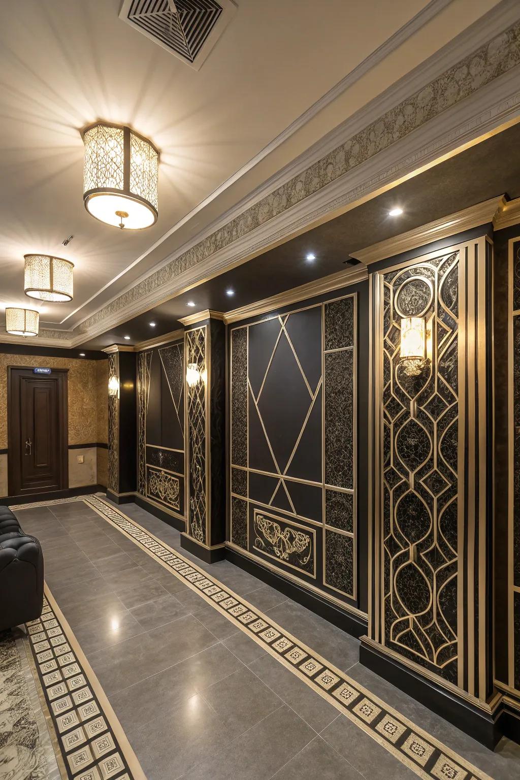 Artwork Deco trim brings vintage beauty.