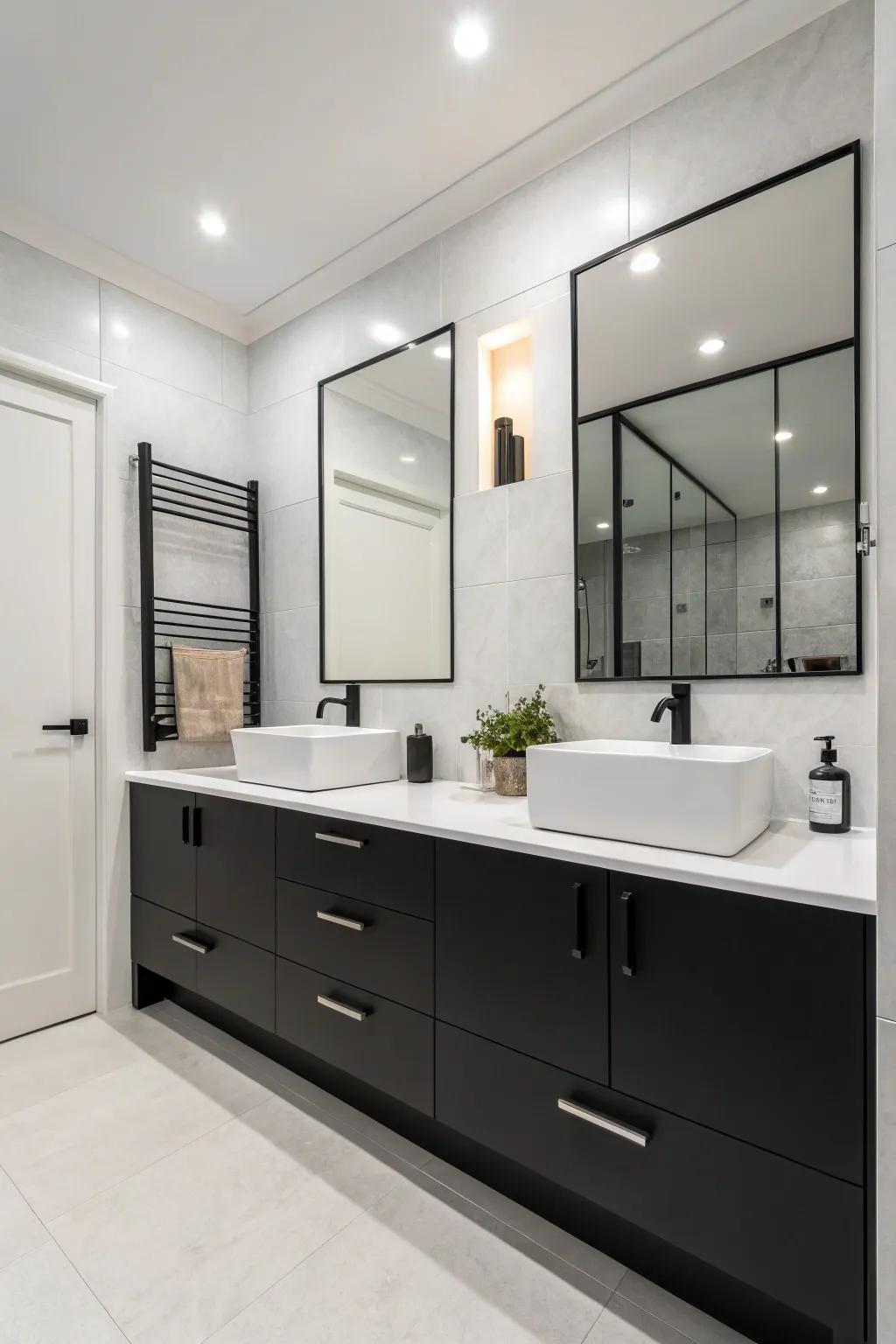 Simple black and white offers a sleek aesthetic.