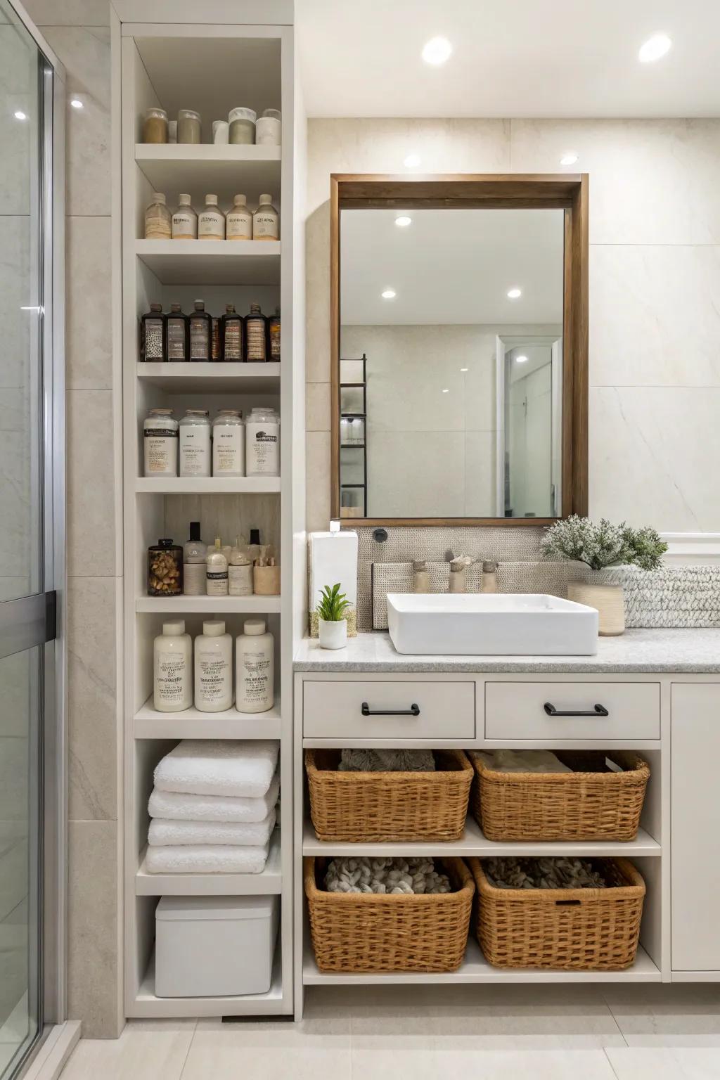 Utilizing vertical space adds storage and style.
