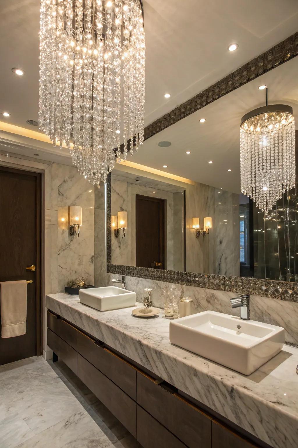 Crystal details add a touch of luxury and sparkle to your bathroom.