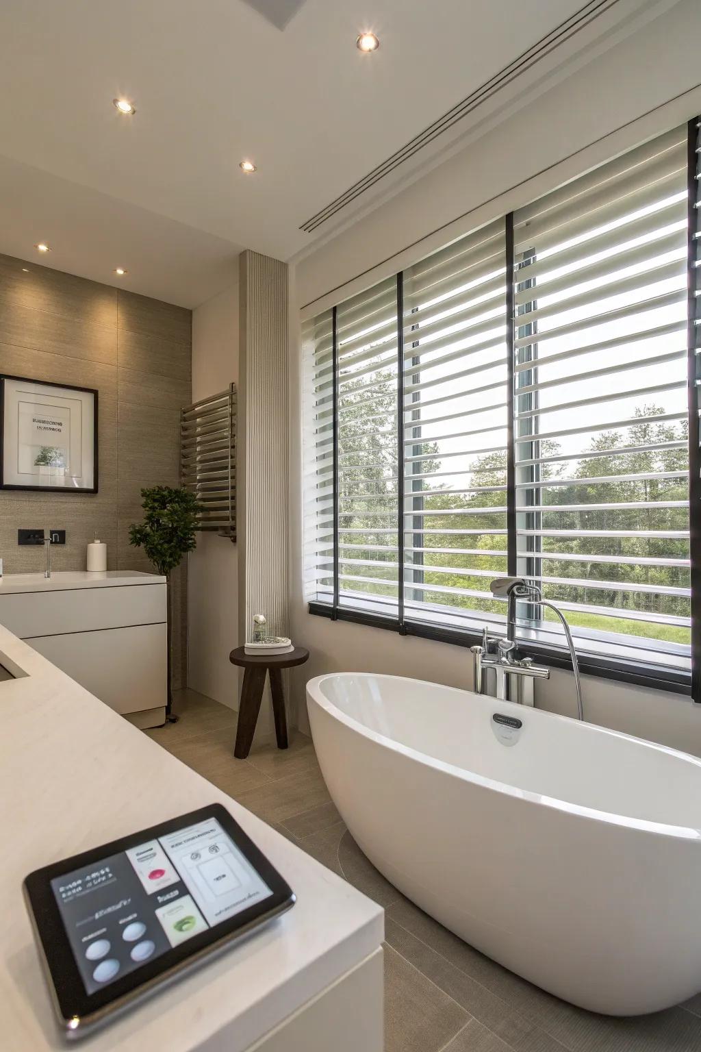 State-of-the-art: Smart blinds for a high-tech bathroom.
