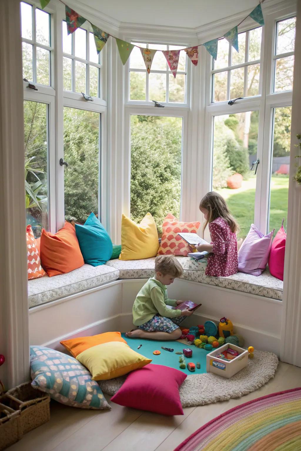 A children's enjoy region because of the bay window is both pleasurable and operational.