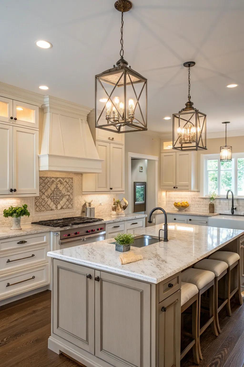 Symmetry in design elements underscores the kitchen’s harmony.