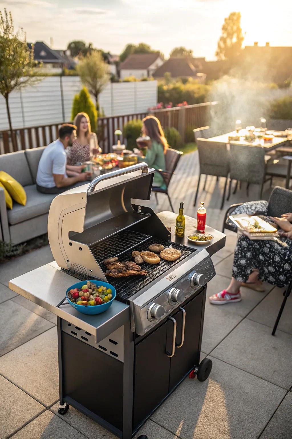 An intelligent BBQ grill takes center stage, delivering perfectly grilled dishes with ease.