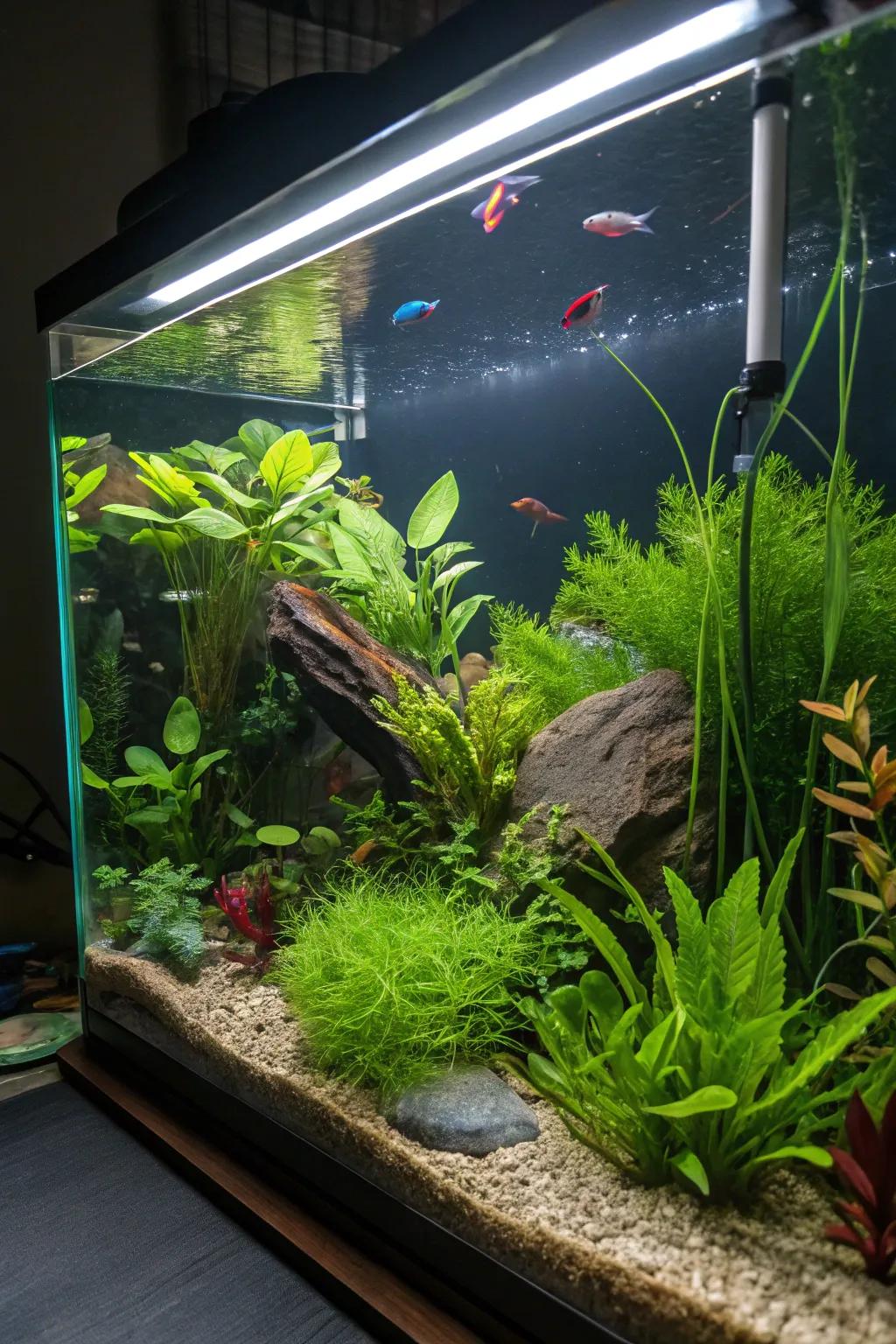 Submerged gardens bring depth and diversity to your tank.