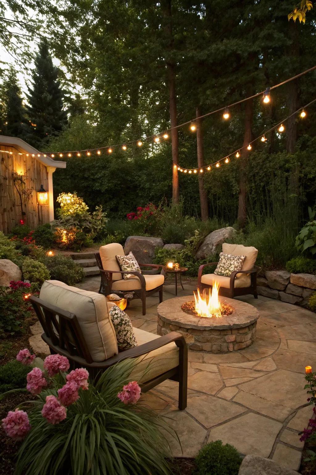 A fire pit makes your yard a cozy gathering place.