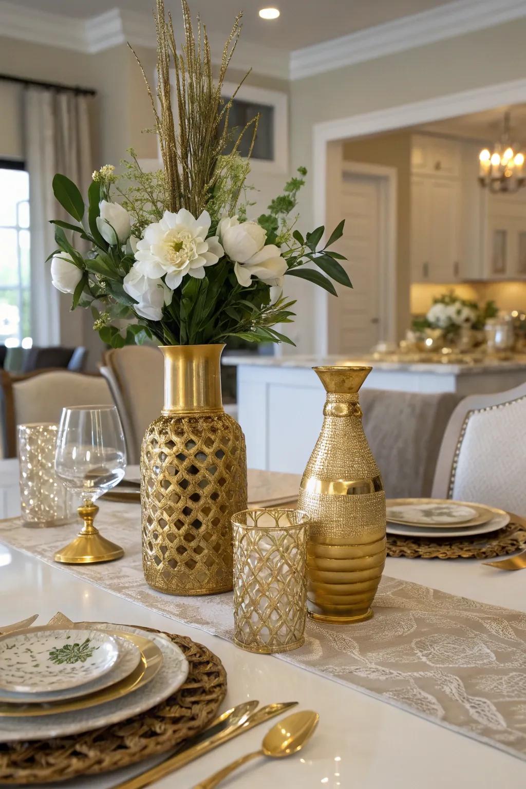 Shimmering metal details elevate any birthday celebration.