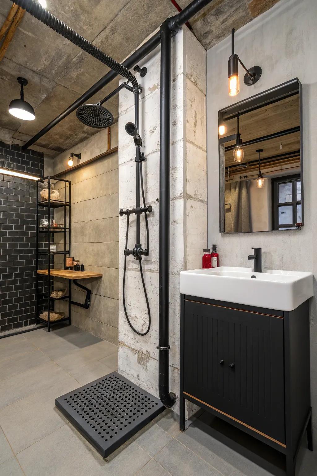 Industrial components introduce an edgy, urban feel.