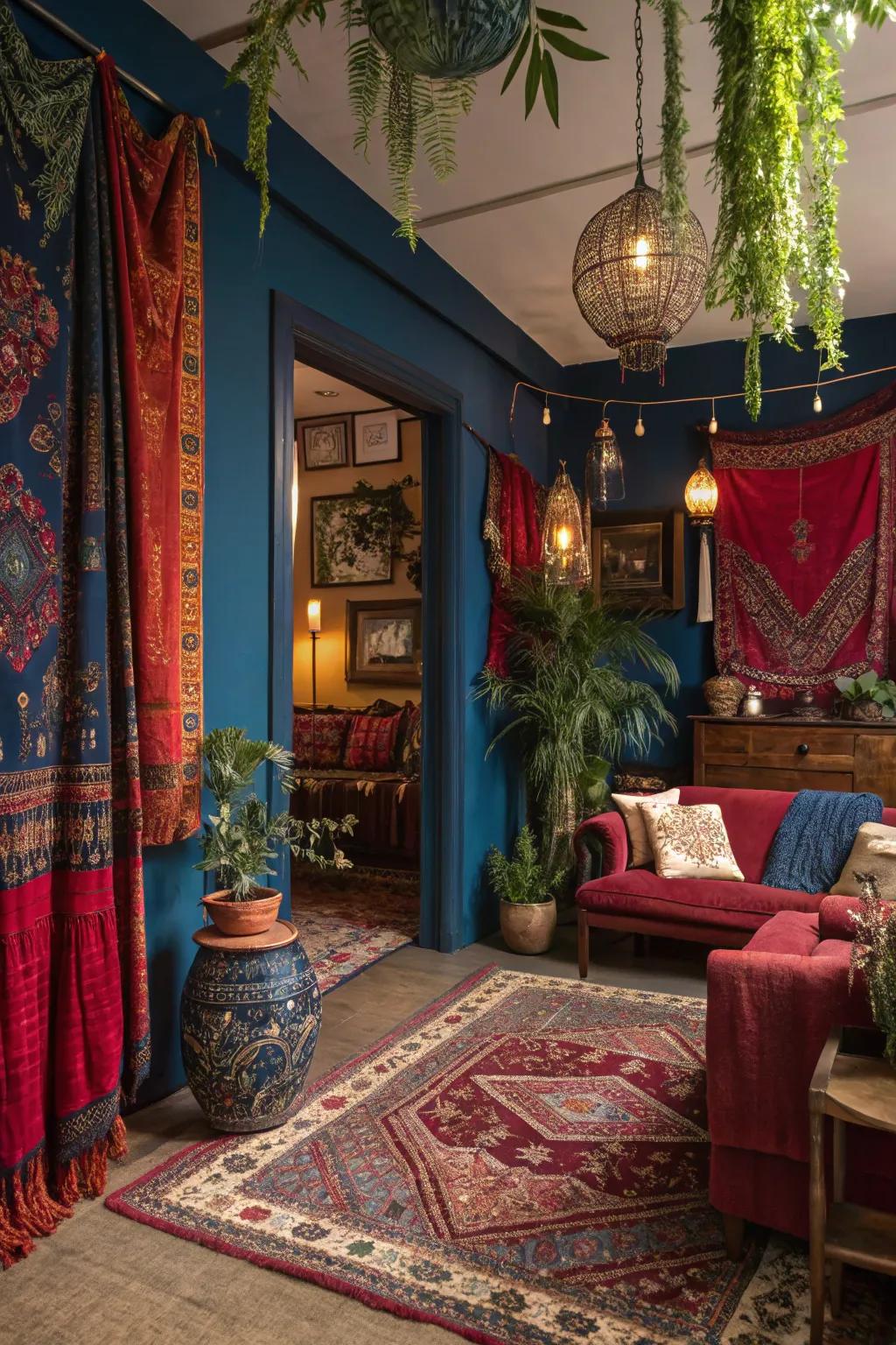 Saturated colors elevate the bohemian aesthetic alongside depth.