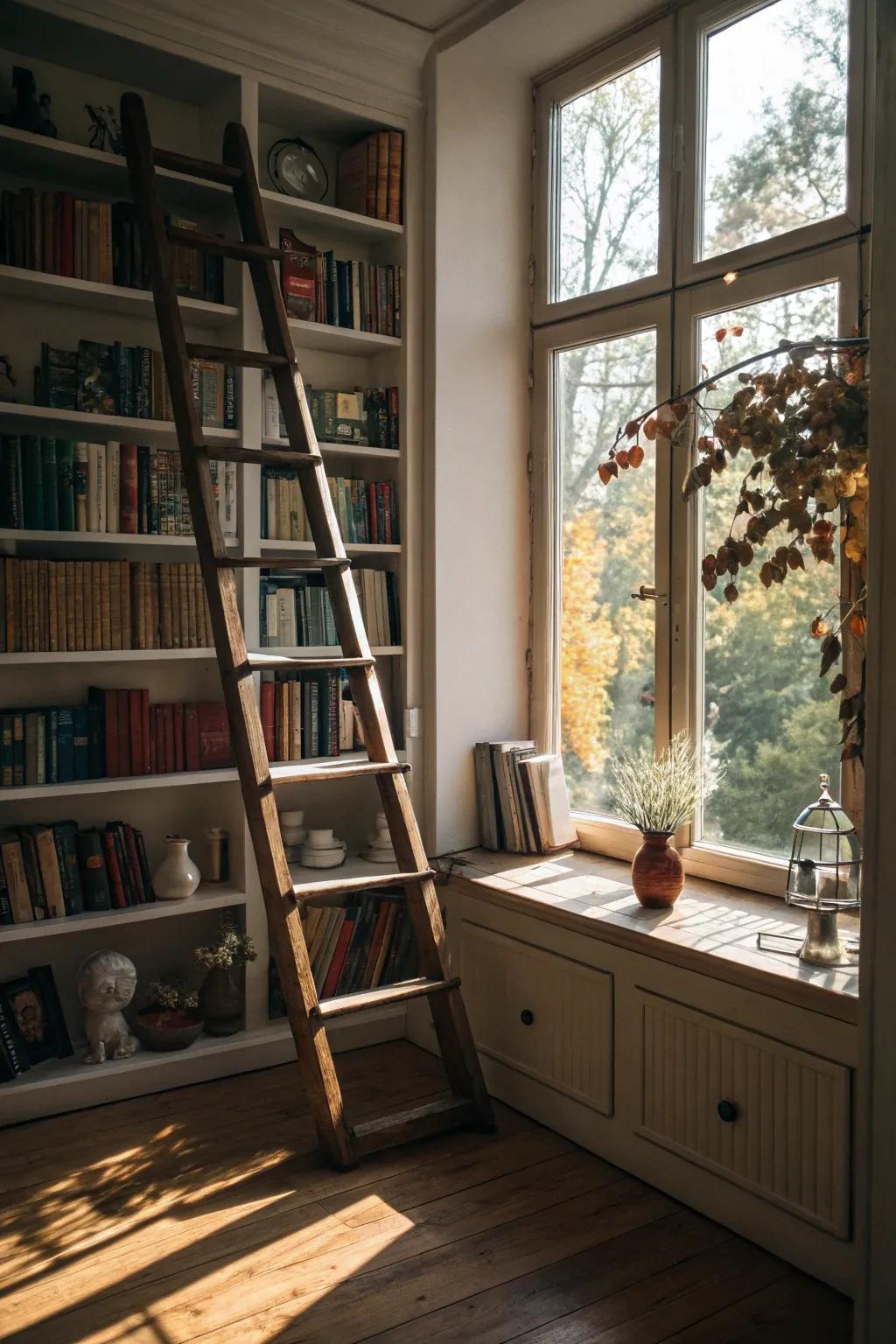 Elevate your bookshelf game with a stylish library ladder.