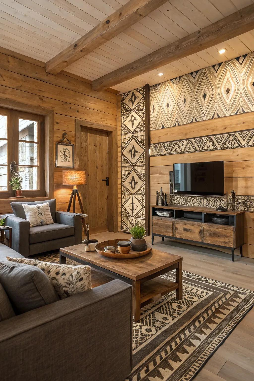 Contemporary farmhouse borders create a comfortable yet fashionable atmosphere.