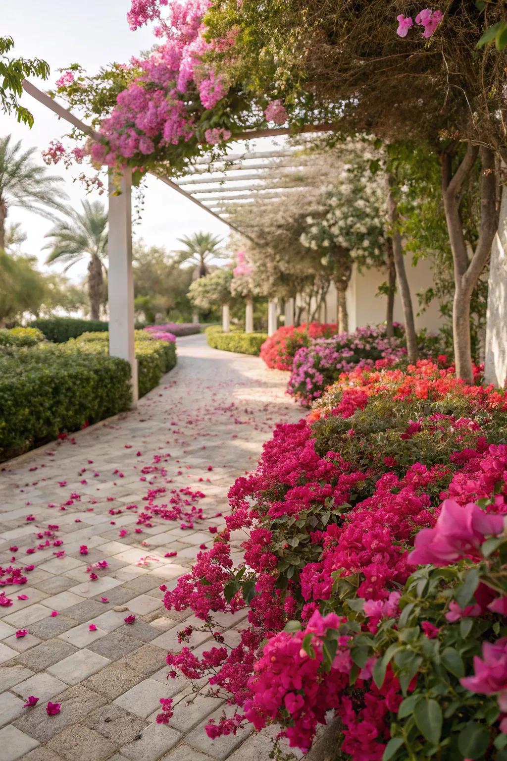 Bougainvillea used as a vibrant ground cover in the garden.