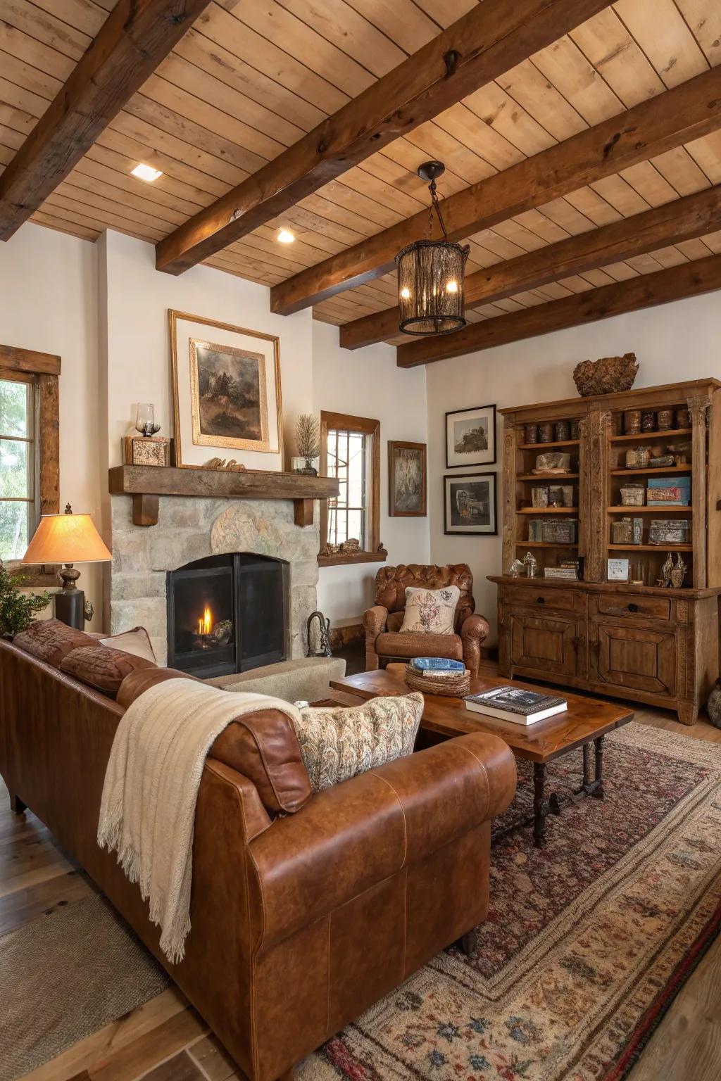 Rural aspects heighten the comfort and charm of brown decor.