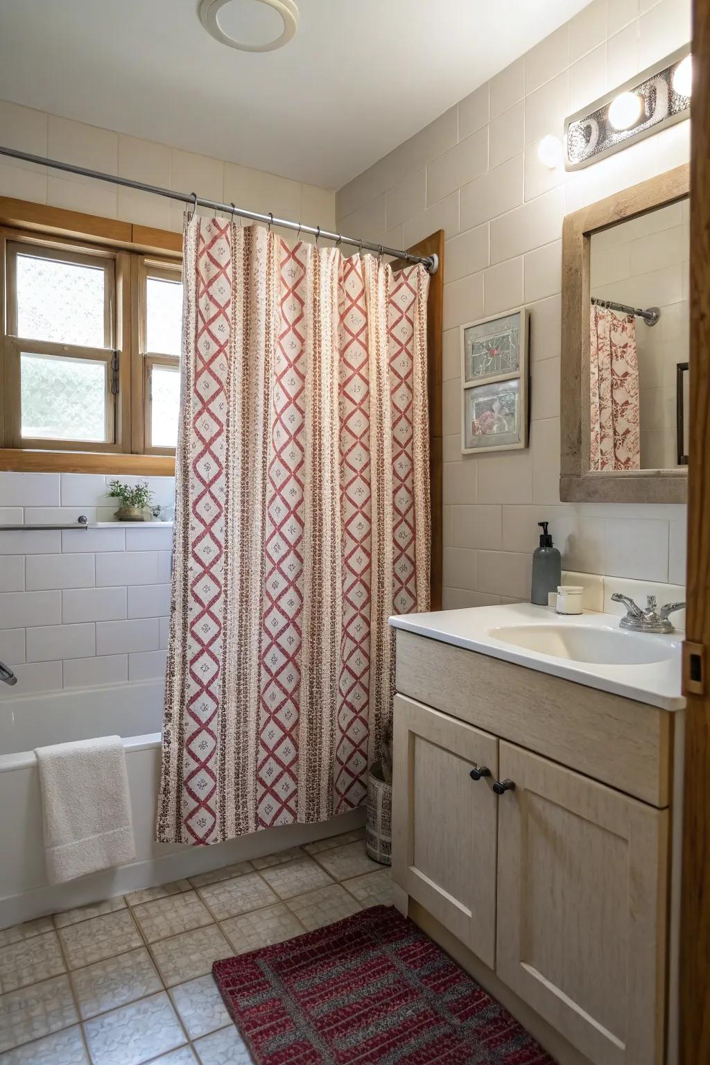 Shower drapes offer style and savings over glass panels.