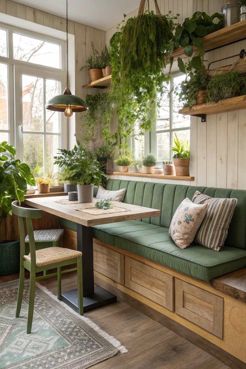 Eco-friendly choices for a sustainable kitchen banquette.