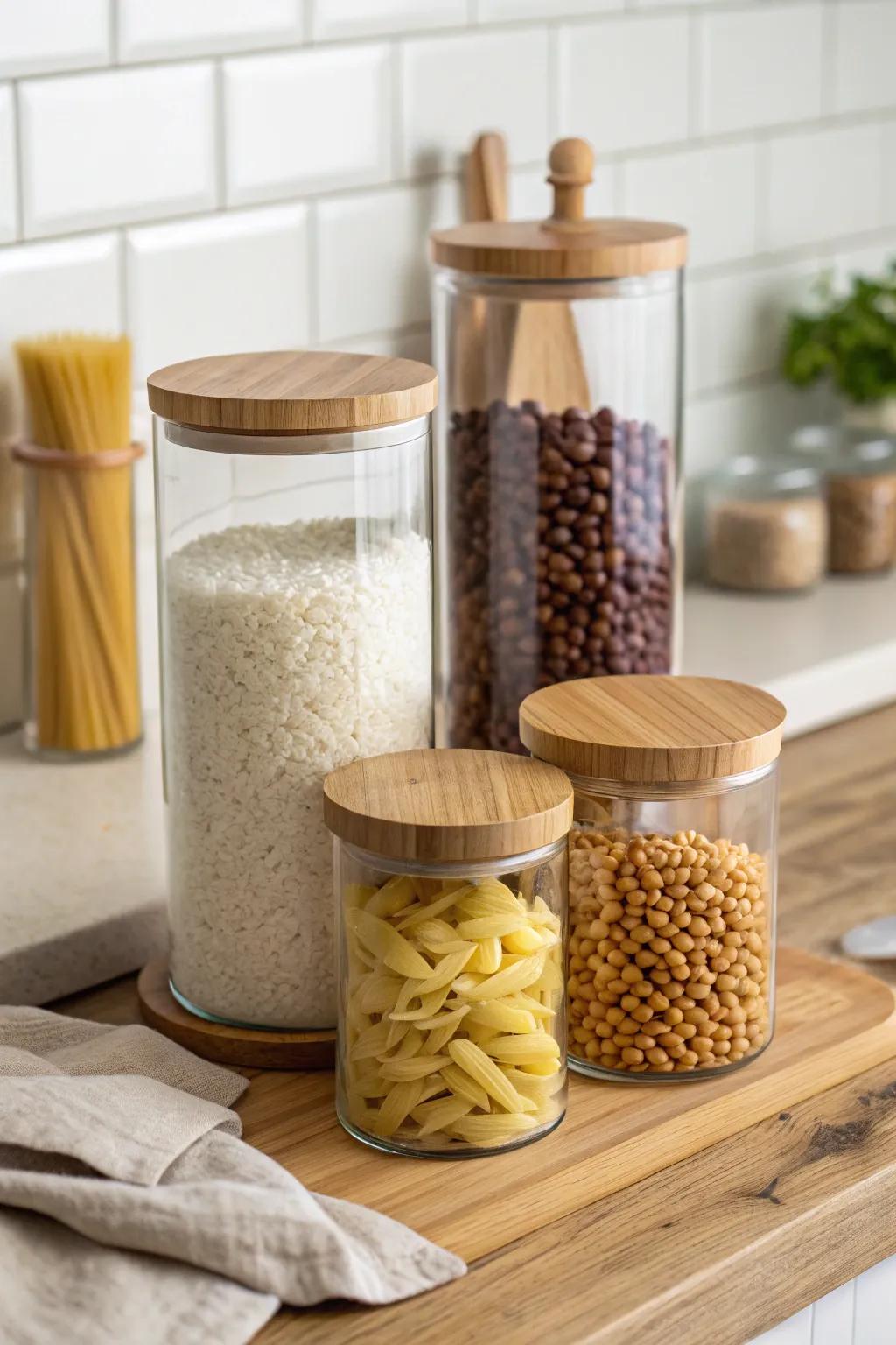 Fashionable glass vessels offer useful storage solutions.