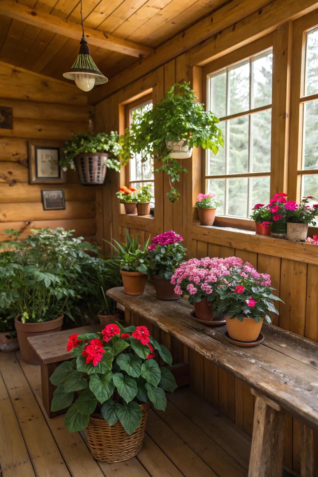 Nature adding life and vibrancy to the cabin interior.
