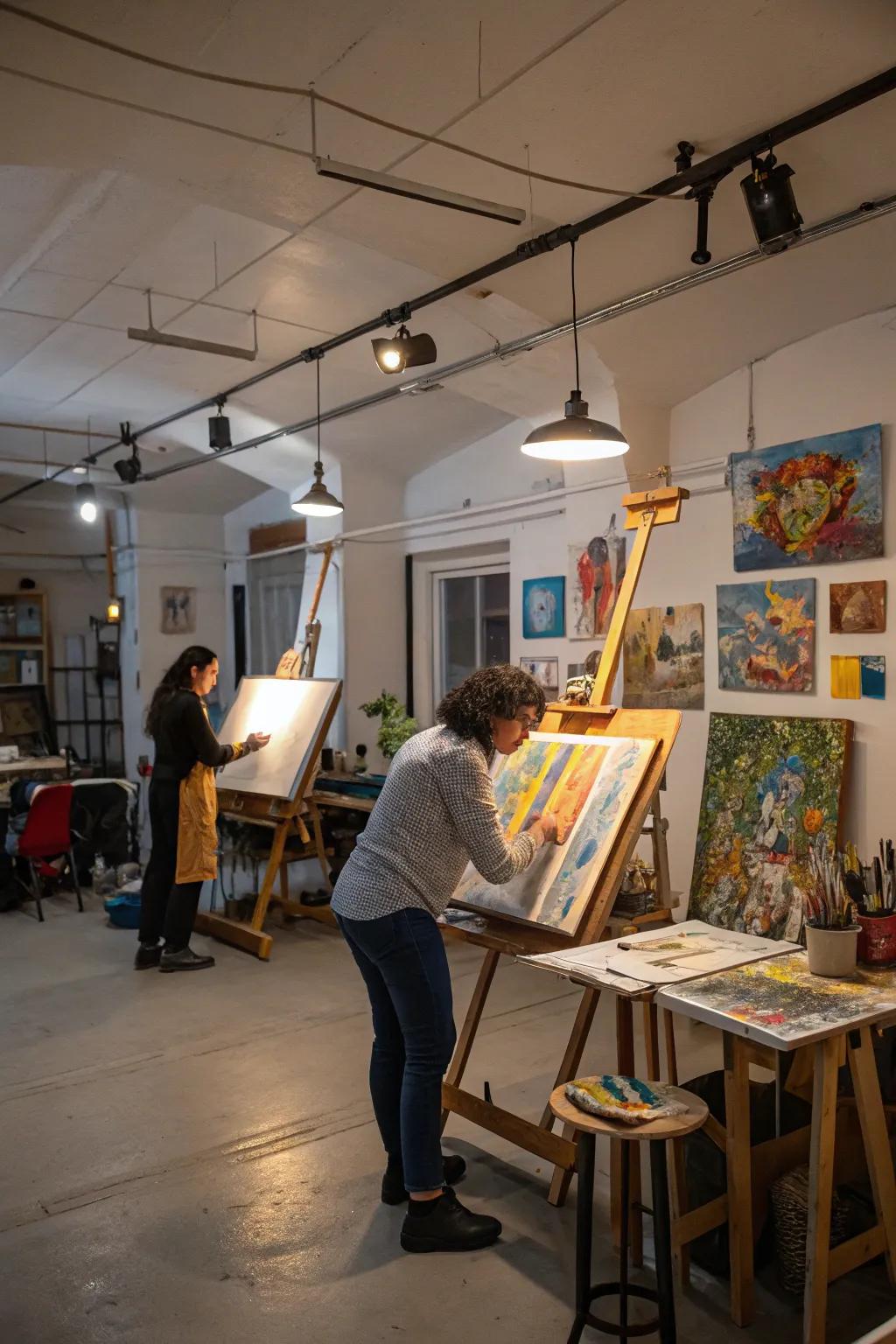 Enjoy flexible illumination in your art studio with cable lighting.