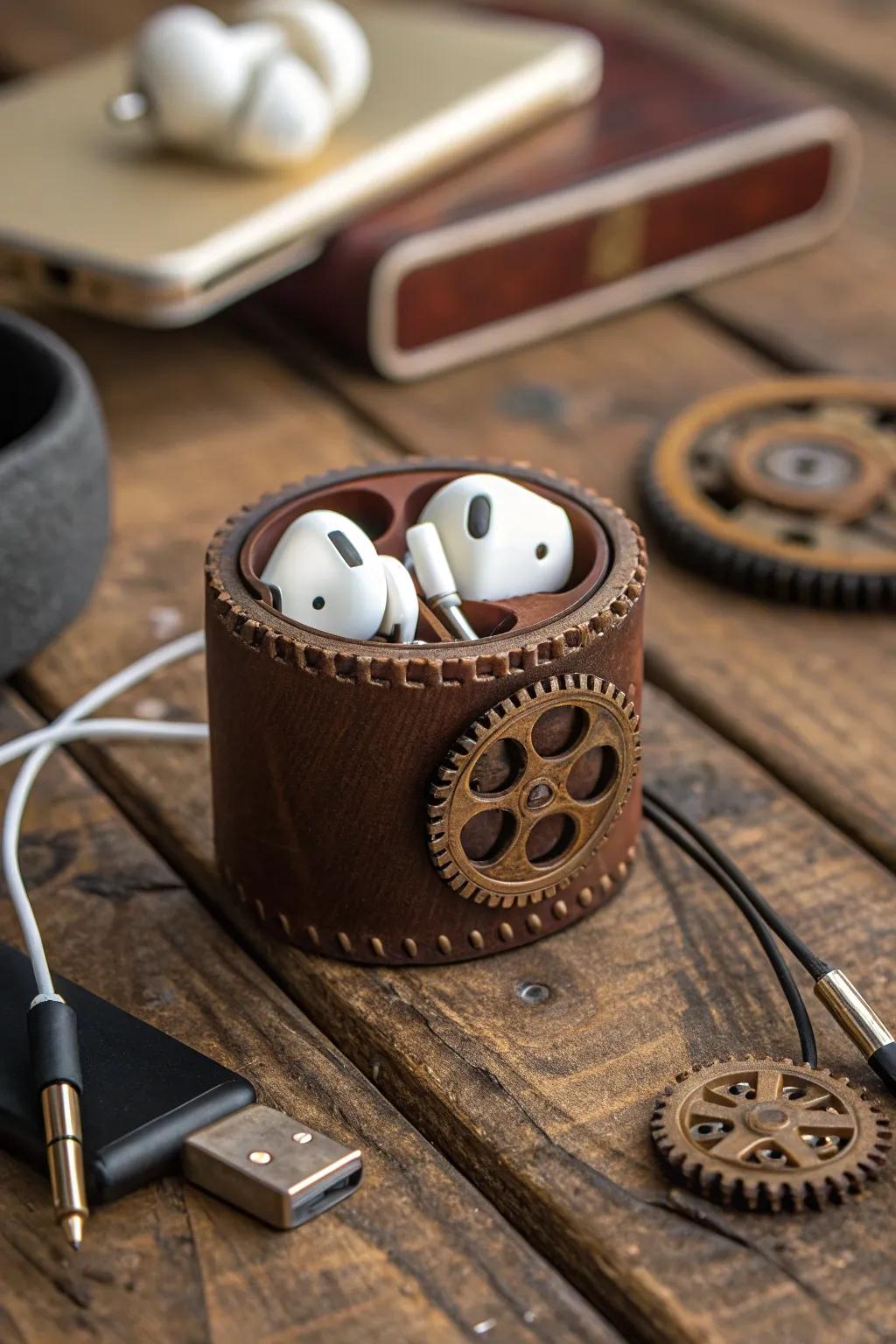Master the art of organization with this handcrafted clay earphone organizer.