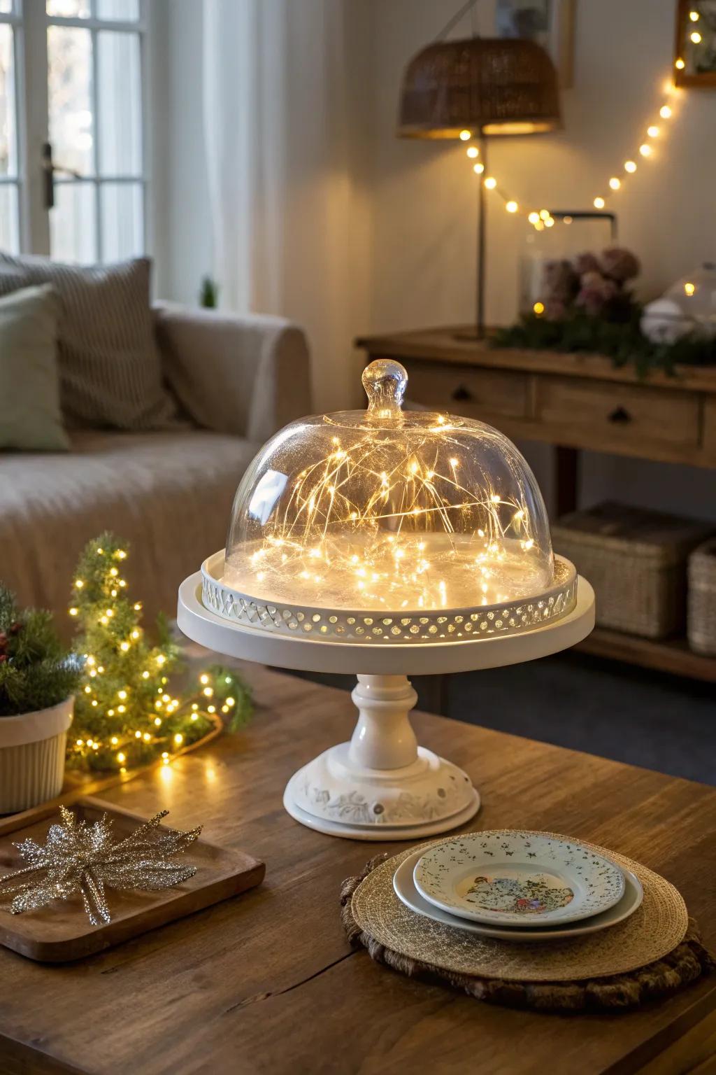 Illuminate your space with a creative LED illumination display beneath glass.