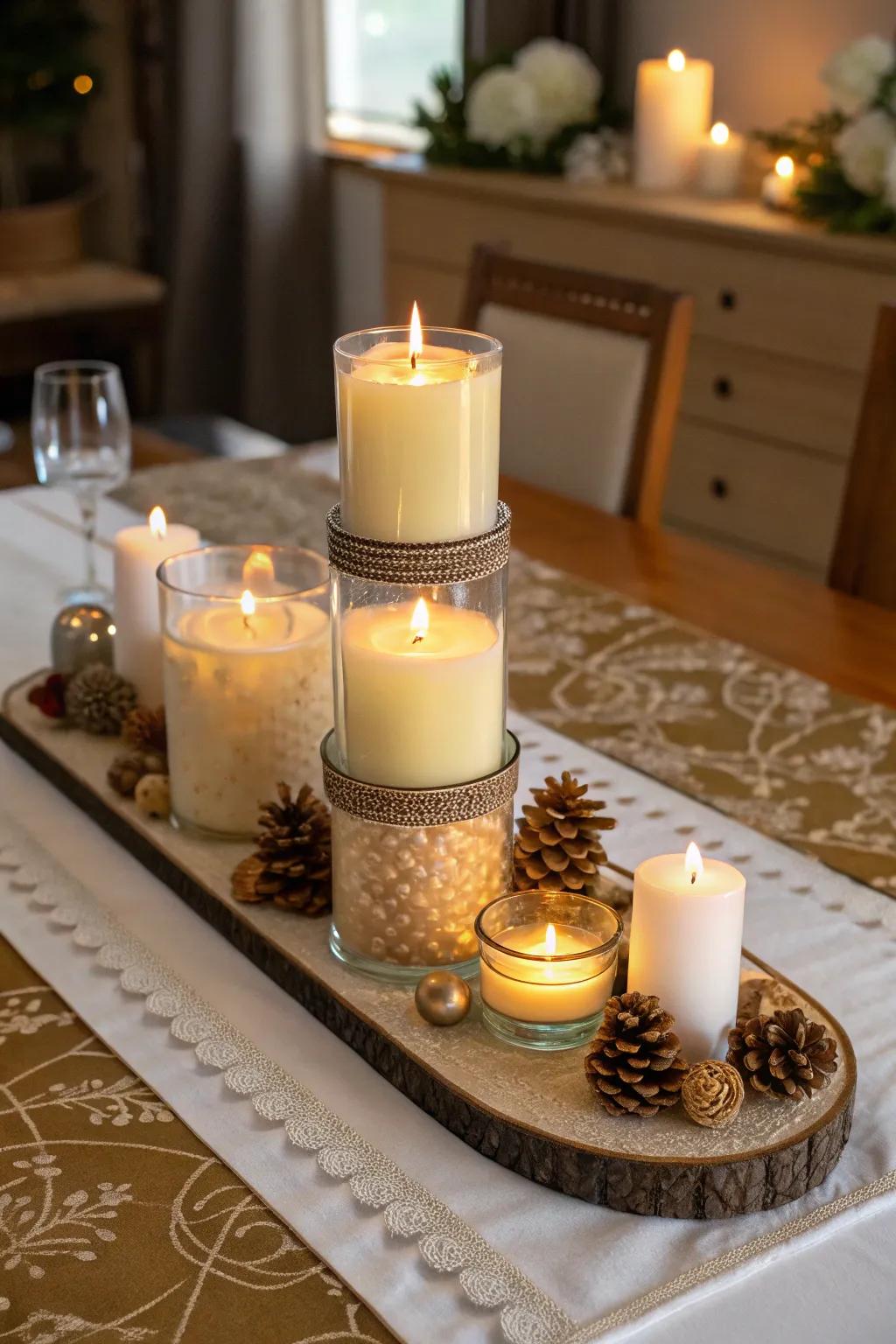 A table runner ties your candle display together.