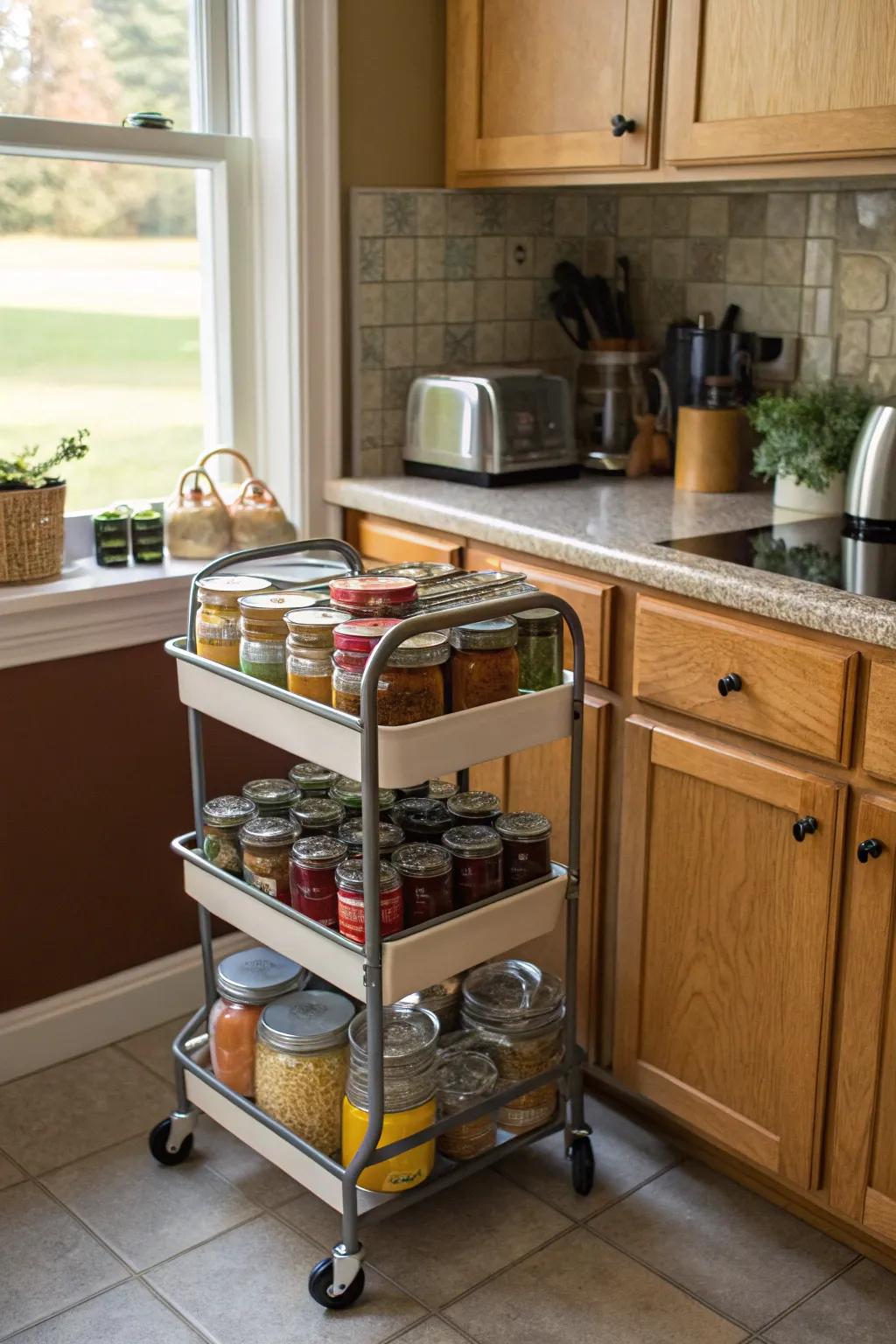 Gain mobility and convenience utilizing a relocatable cart for your containers.