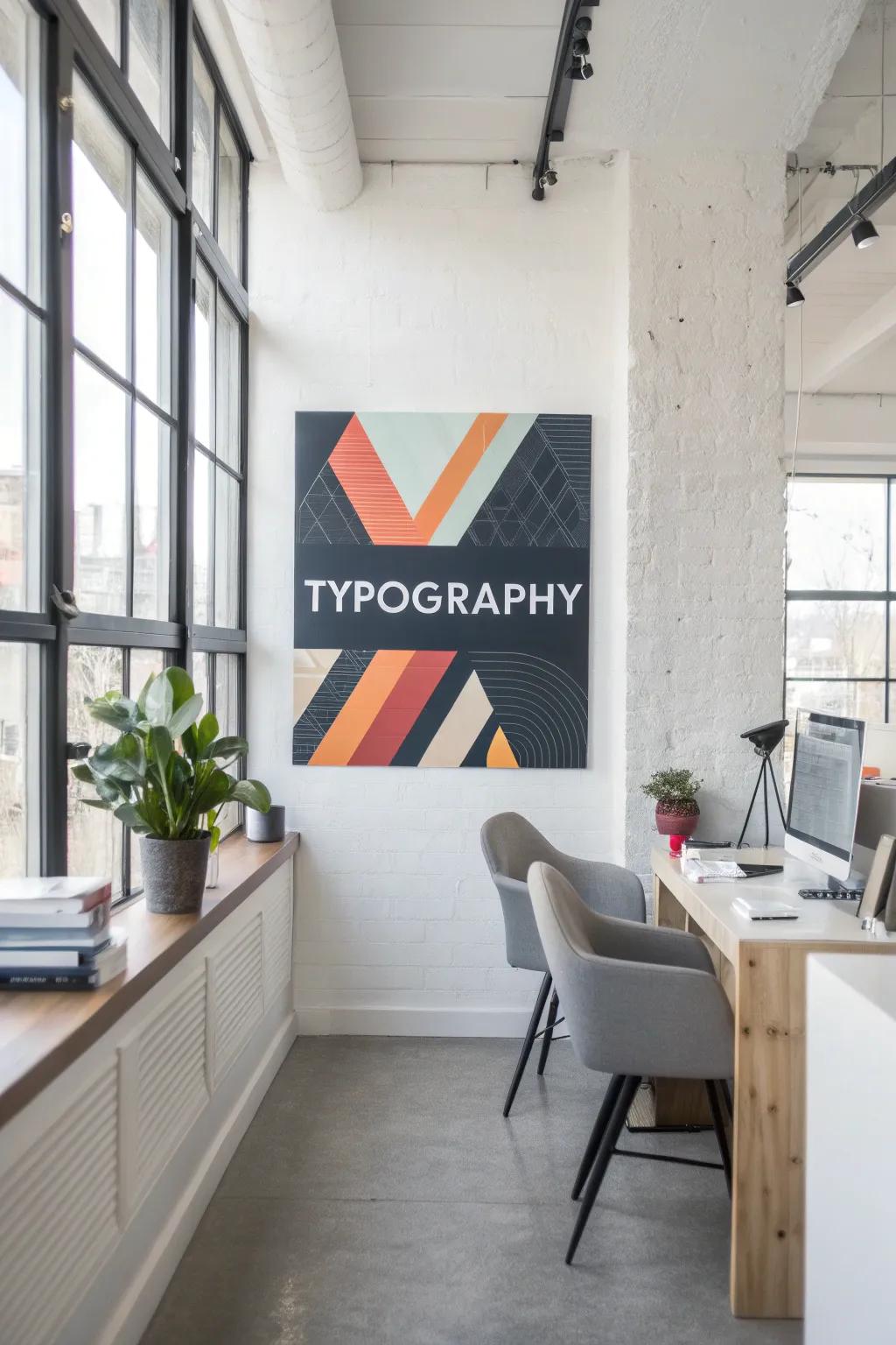 Lettering canvas in a contemporary office