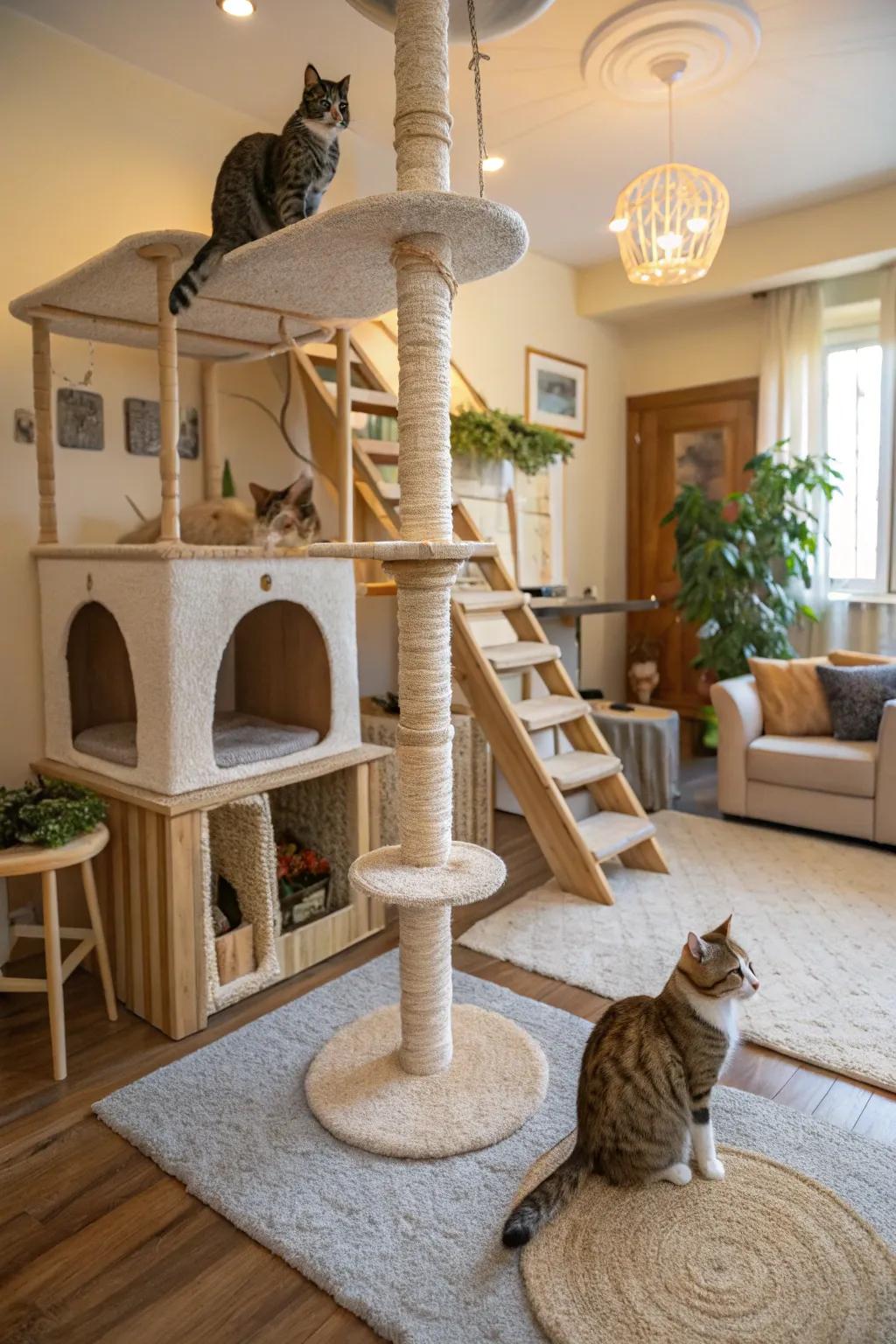 Multi-route designs accommodate homes with more than one cat.