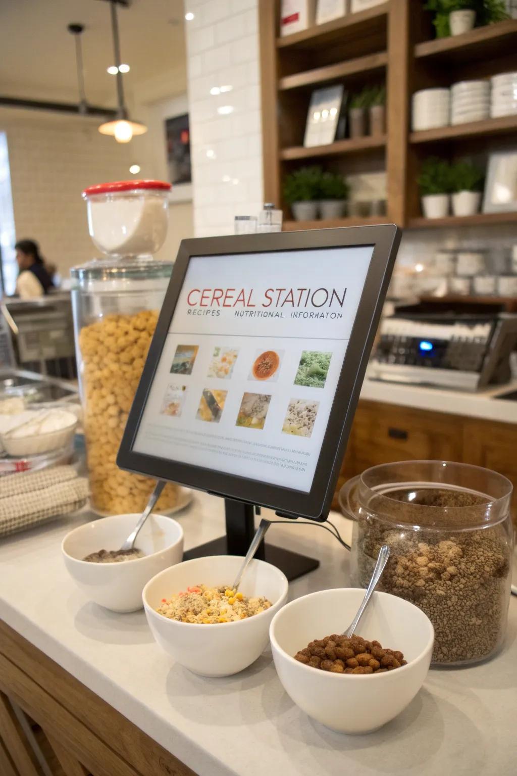 Technology enhances the cereal bar experience.
