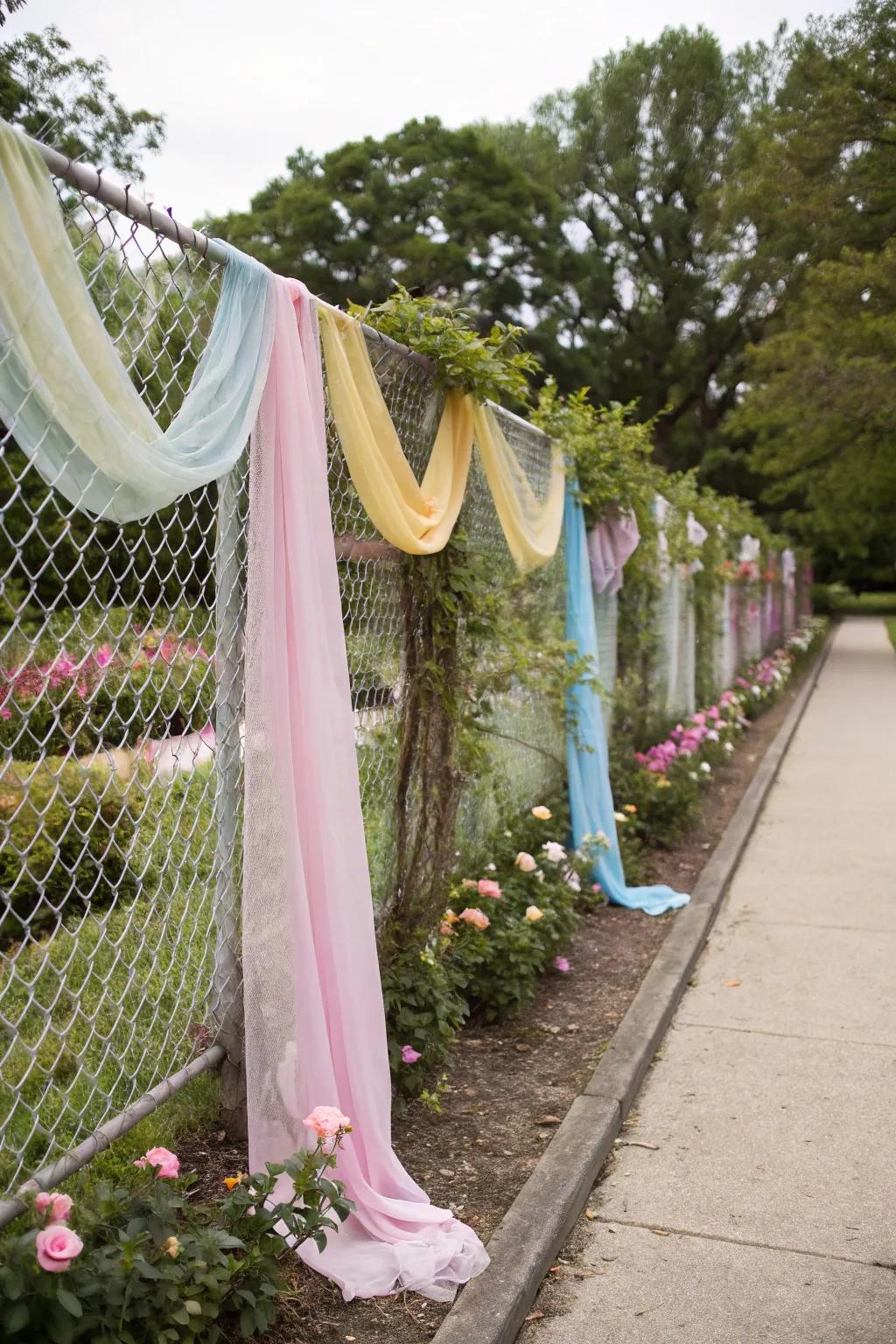 Fabric drapes add elegance to any garden.