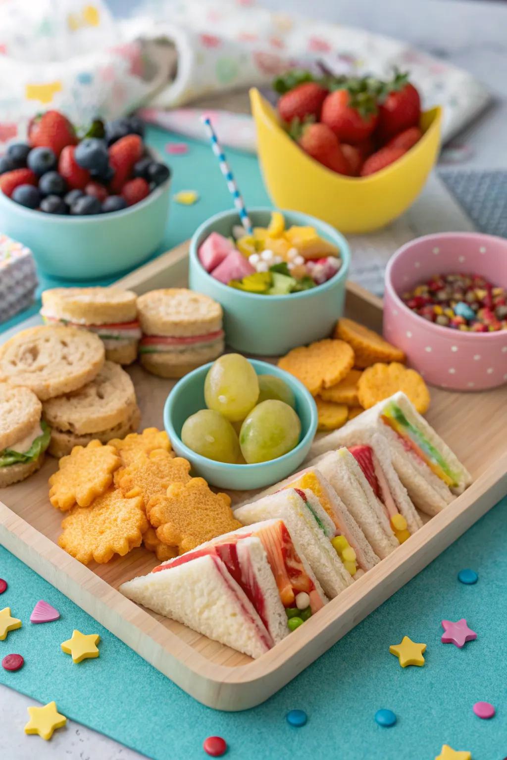 A playful charcuterie board for kids.