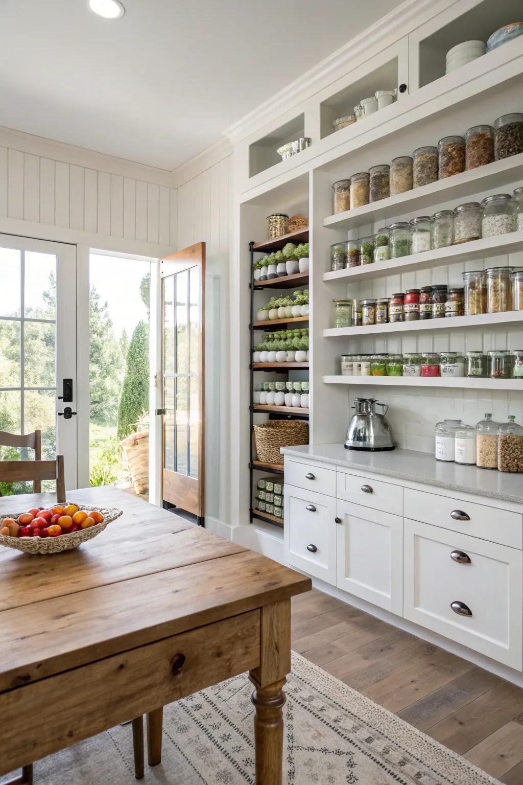 A walk-in pantry offering ample storage and organization.