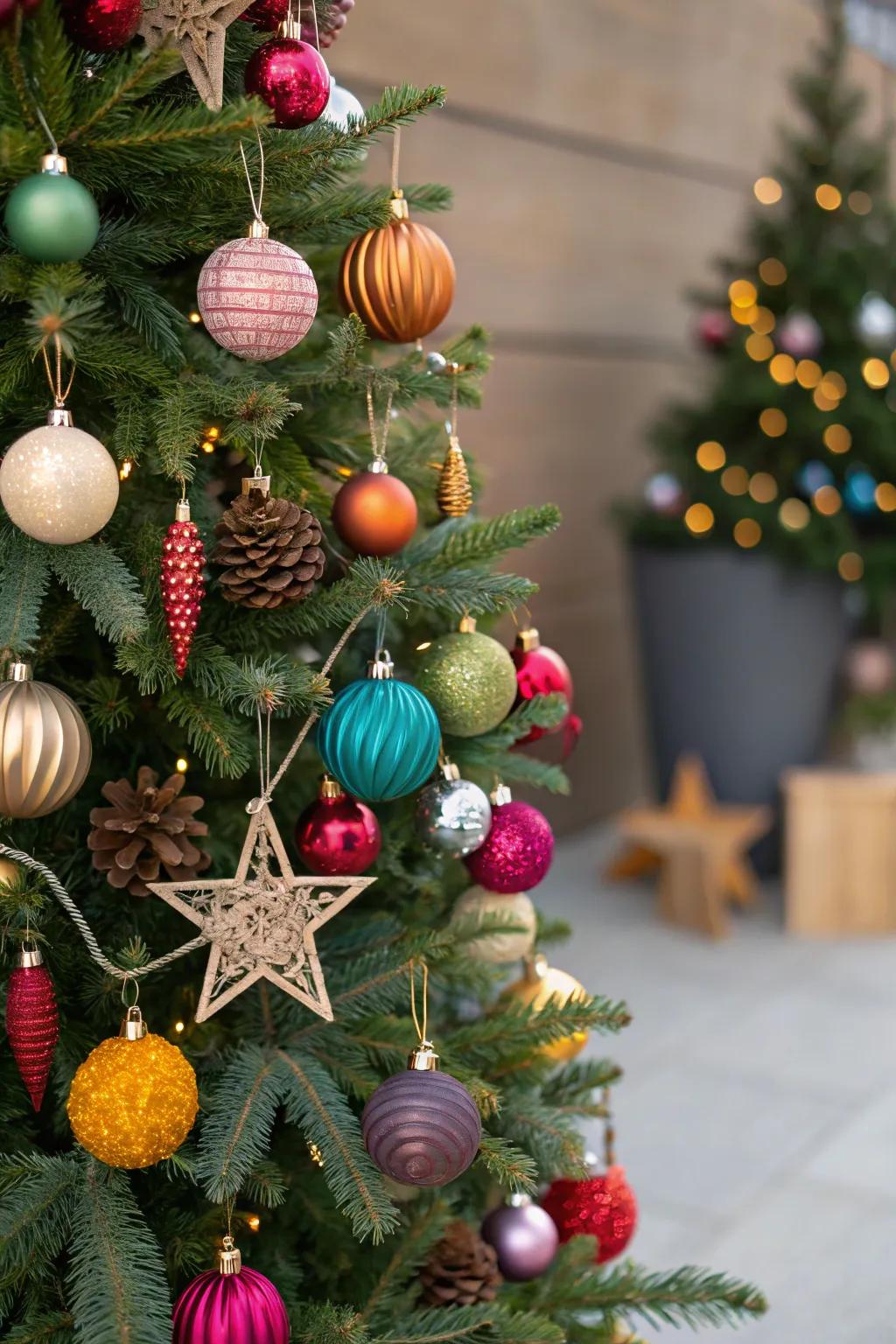 An eclectic mix Christmas ball tree that's as unique as your personality.