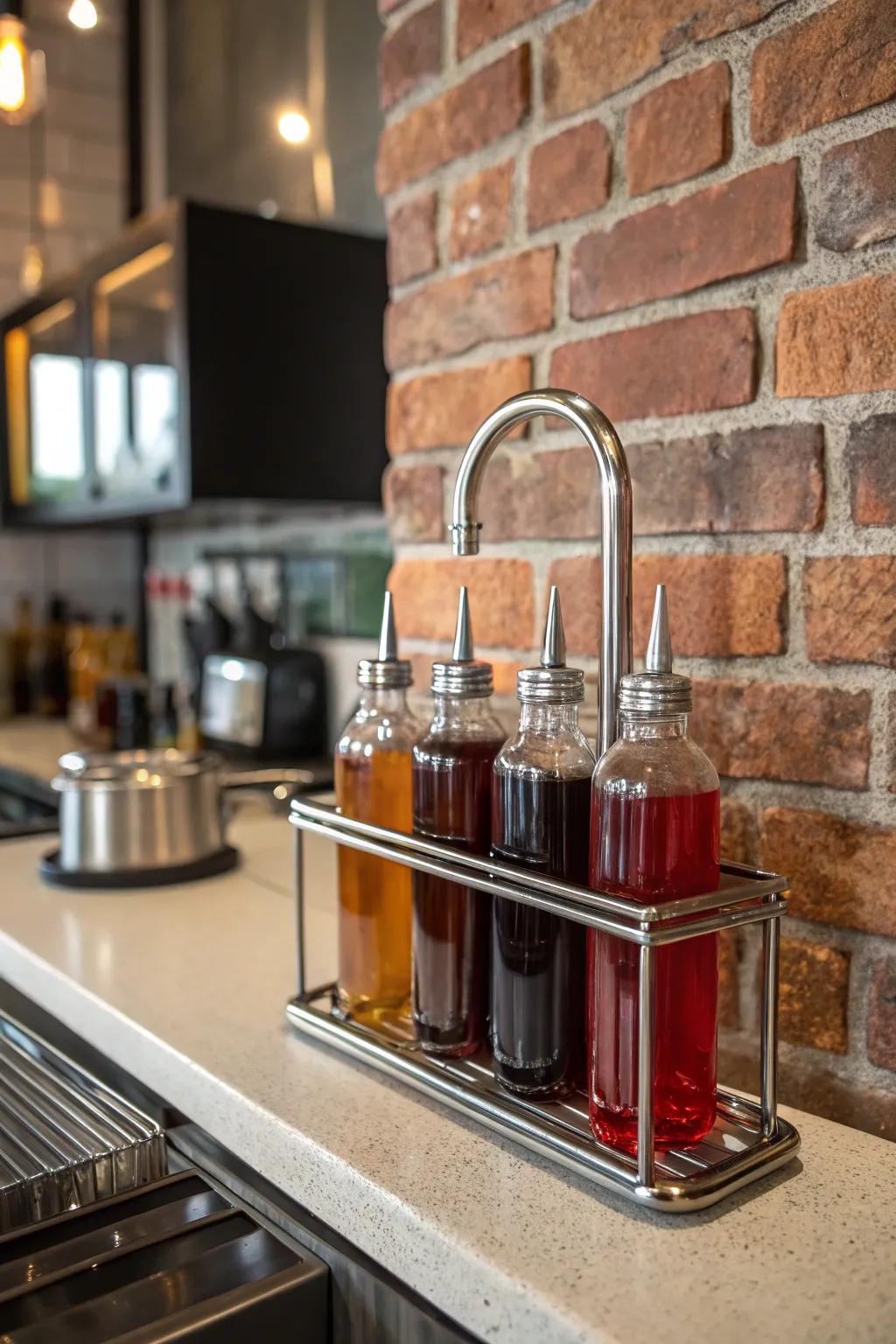 Metal pipe stand for a bold industrial chic aesthetic.