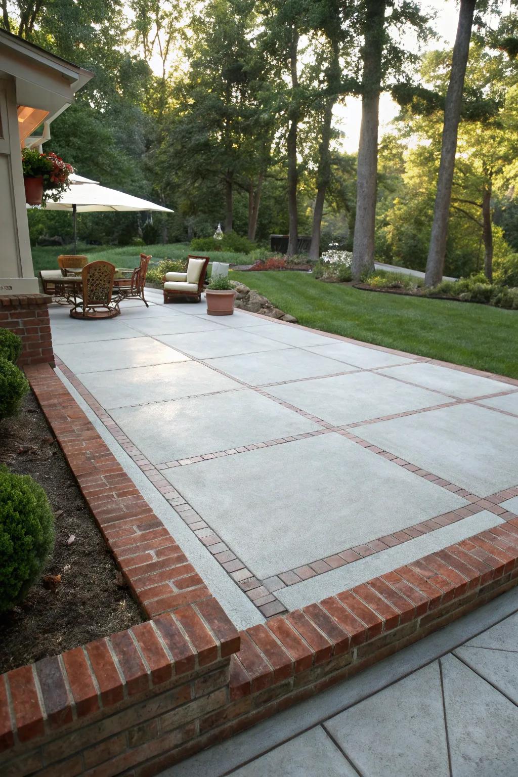 Brick borders offer timeless elegance and durability to patios.
