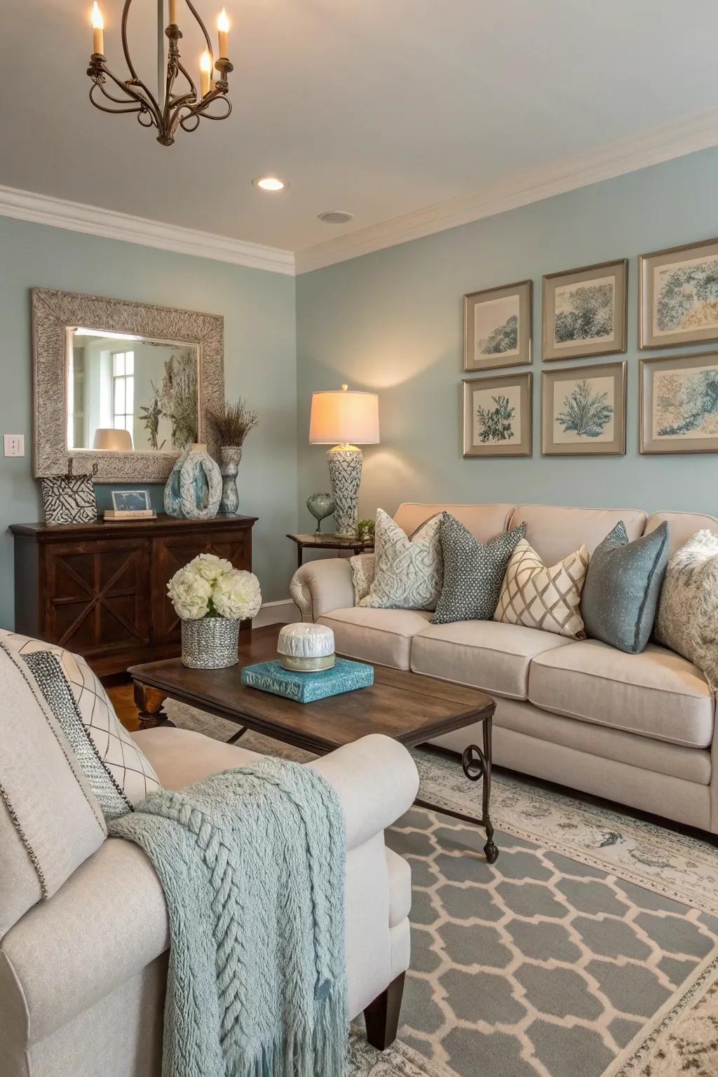 A harmonized color scheme brings harmony and cohesion to this living room.