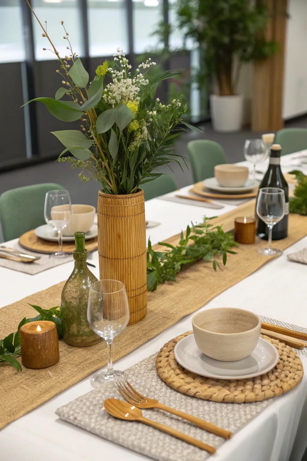 Sustainable choices through eco conscious centerpiece materials.