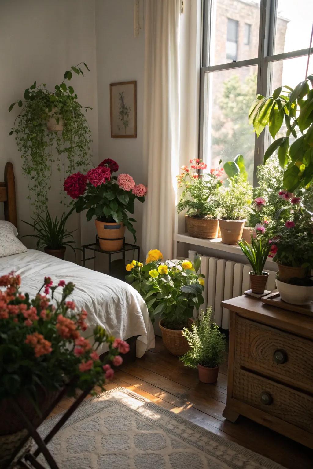Fresh flowers and greenery bring organic beauty indoors.