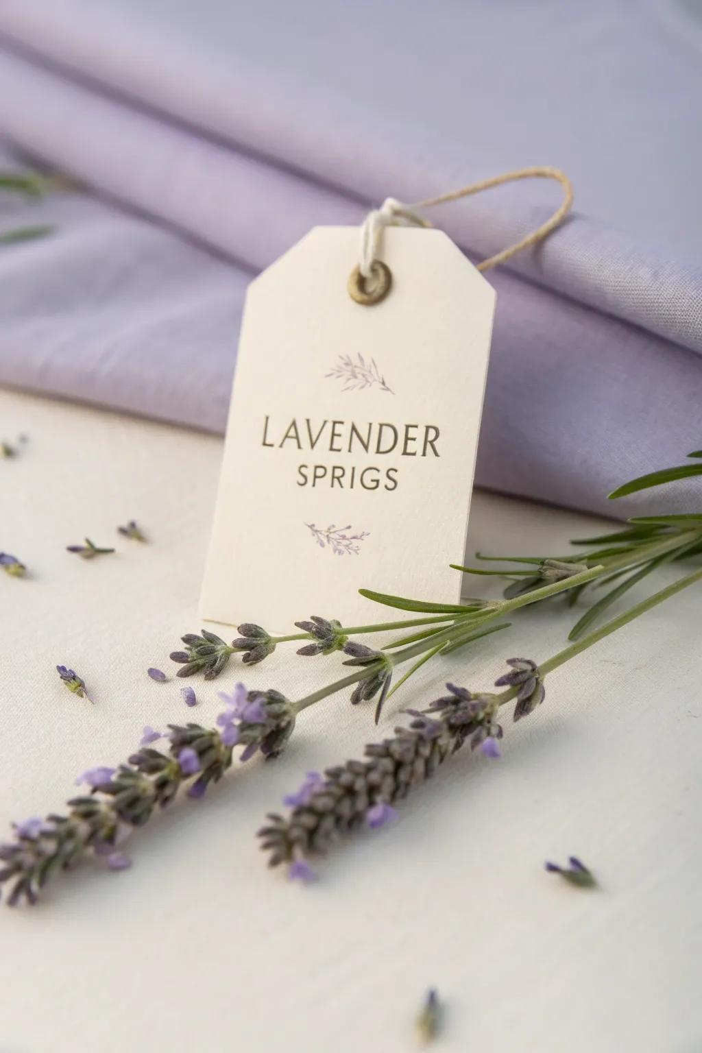 A scented hang tag infused with lavender for a relaxing sensory experience.