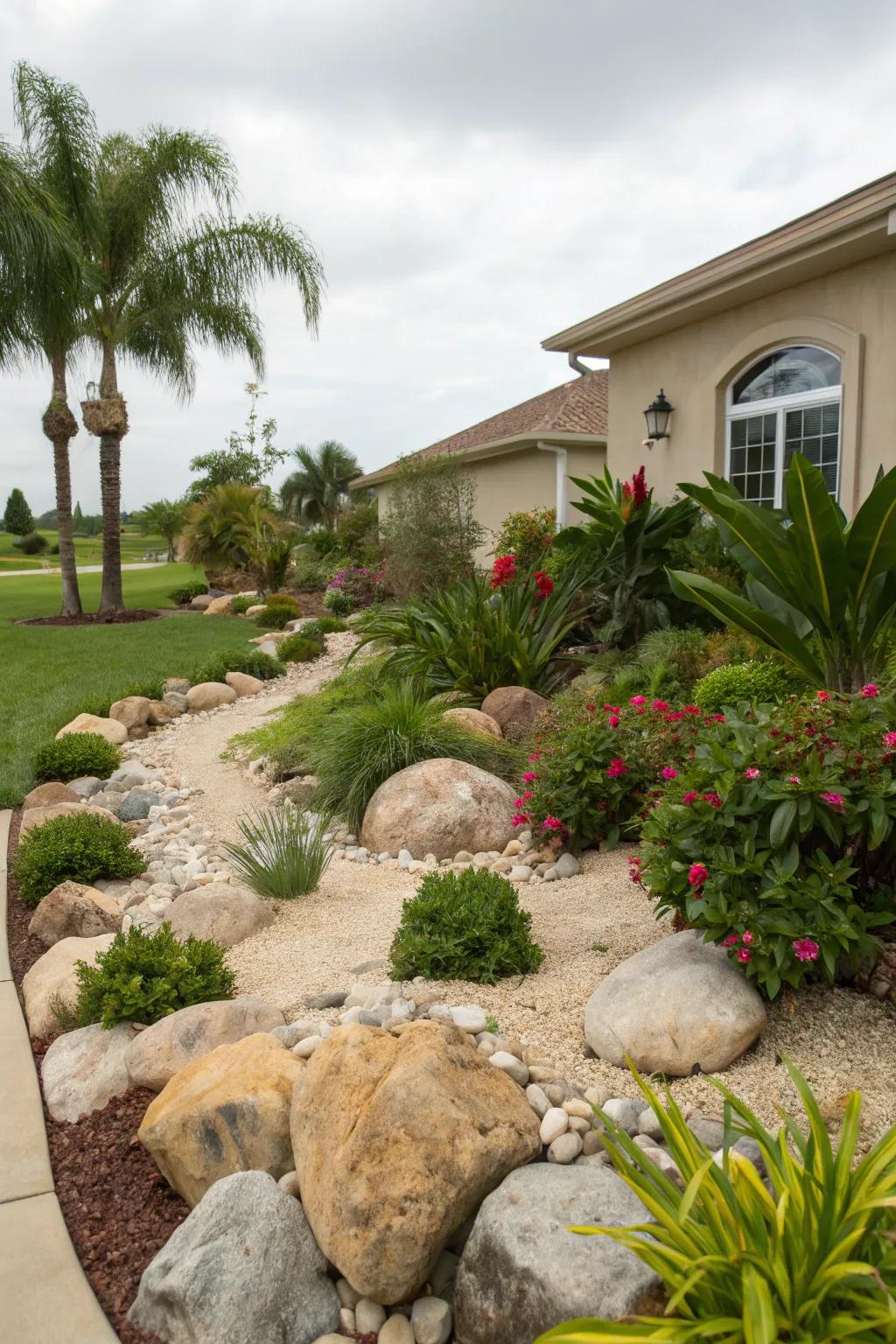 Rock yards offer natural beauty with minimal maintenance.